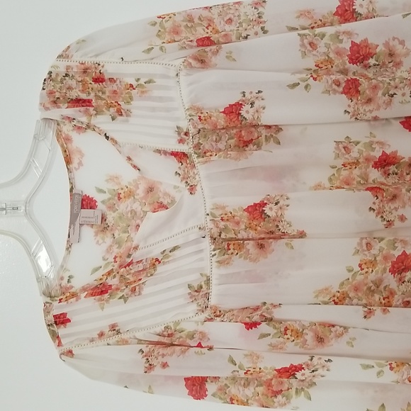 Women's Forever 21 floral sheer babydoll blouse size M - Picture 2 of 5